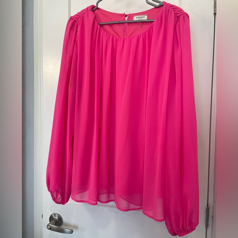 ANDREE BY UNIT Bright Pink Chiffon Blouse